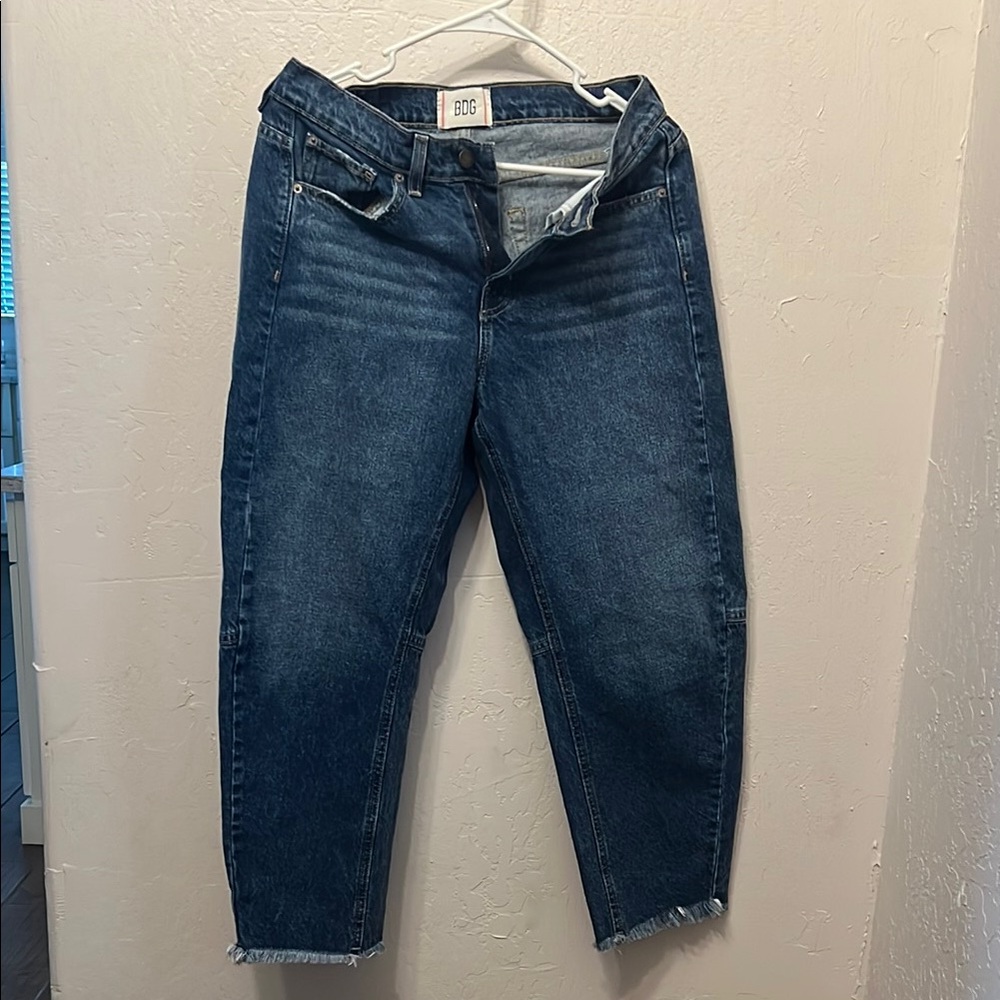BDG Blue Ankle Cropped Jeans with Raw Hem
